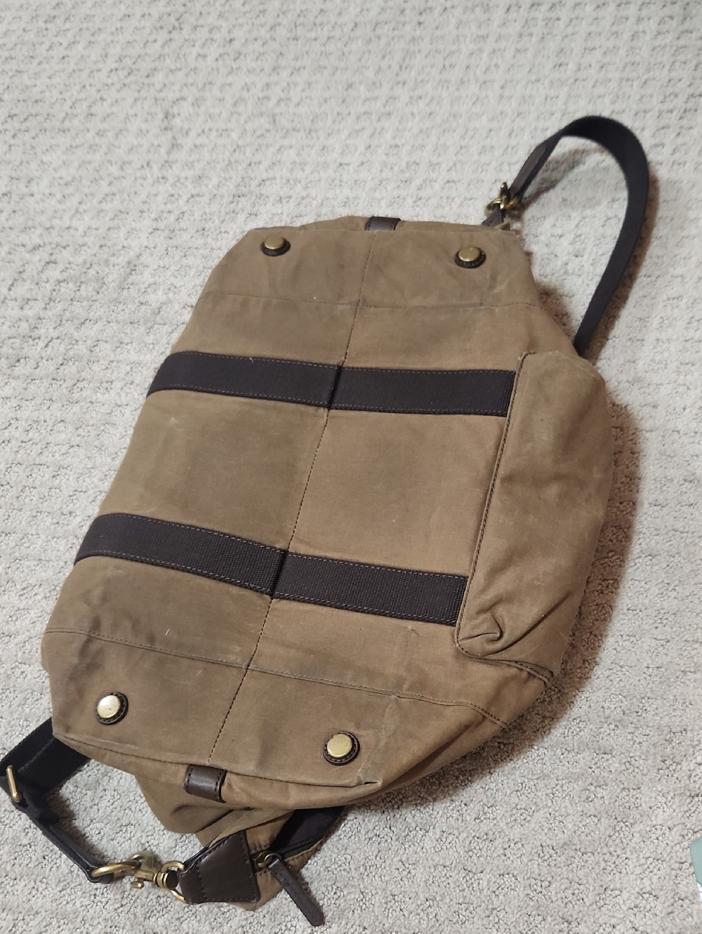 Fossil Men's Waxed Canvas & Leather Travel Duffel Bag - British Tan & Brown - Picture 11 of 16